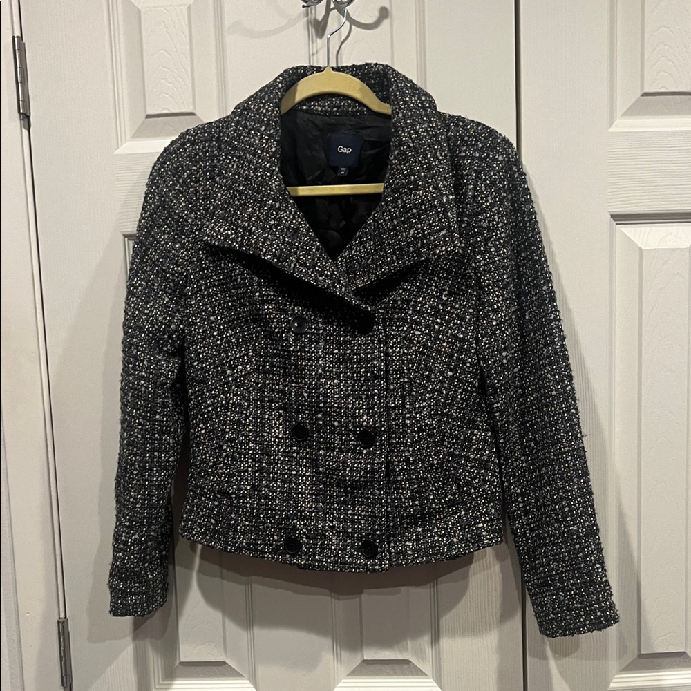 GAP Women's Charcoal Tweed Pea Coat
